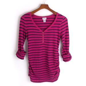 MOTHERHOOD Maternity . Pink Striped Henley